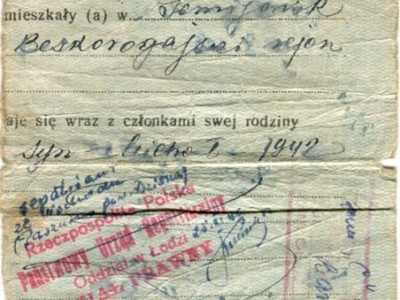 Zaświadczenie Państwowego Urzędu Repatriacyjnego wydane przez Polsko-Radziecką Komisję Mieszaną Do Spraw Ewakuacji o przybyciu Ludmiły Makatun z synem Michałem z ZSRS na stałe osiedlenie do Polski