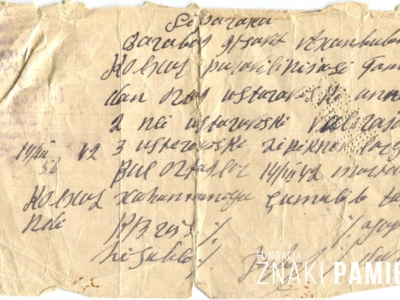 Zaświadczenie Zbigniewa Ostrowskiego otrzymane w szpitalu na zesłaniu w ZSRS