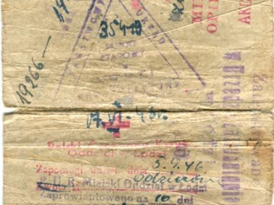 Zaświadczenie Państwowego Urzędu Repatriacyjnego wydane przez Polsko-Radziecką Komisję Mieszaną Do Spraw Ewakuacji o przybyciu Ludmiły Makatun z synem Michałem z ZSRS na stałe osiedlenie do Polski