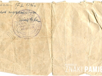 Zaświadczenie Zbigniewa Ostrowskiego otrzymane w szpitalu na zesłaniu w ZSRS