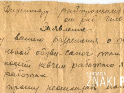 Pismo Apolonii Gniewczyńskiej, deportowanej w głąb ZSRS, w sprawie przydziału butów