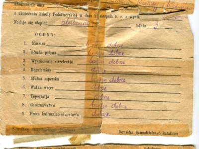 Świadectwo Józefa Szwai z Samodzielnego Batalionu Szkolnego 1. Polskiej Dywizji Piechoty im. Tadeusza Kościuszki
