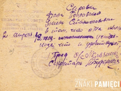 Zaświadczenie na blankiecie szpitalnym potwierdzające że Janina Popławska jest nauczycielką