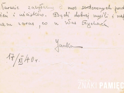      List do Mieczysława Popławskiego, wysłany mu do obwodu nowosybirskiego z Białegostoku przez Janinę Nizińską