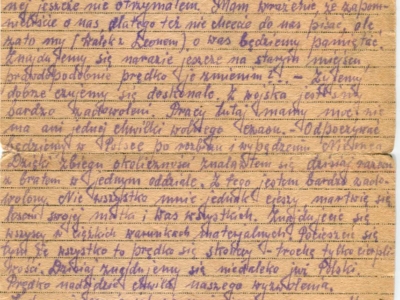 List Walentego Kozaka do Leokadii Wutke przebywającej na zesłaniu