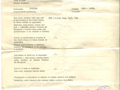  Tymczasowe zaświadczenie dla osób zależnych od członków Polskich Sił Zbrojnych przybywających do Zjednoczonego Królestwa, jak również dla służby cywilnej związanej z Polskimi Siłami Zbrojnymi, którzy również przybywają do Zjednoczonego Królestwa – wydane Pawłowi Wutkemu