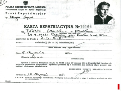 Karta repatriacyjna Stanisława Jurkina