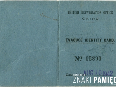 Legitymacja identyfikacyjna Zbigniewa Ostrowskiego ewakuowanego z ZSRS do Iranu w 1942 roku