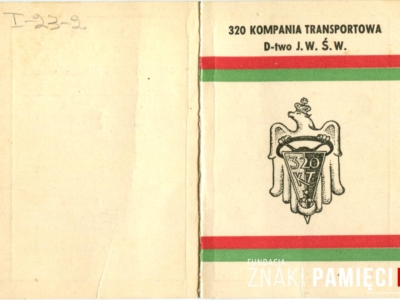 Legitymacja upoważniająca do noszenia odznaki pamiątkowej 320 Kompanii Transportowej wydana dla Pawła Wutkego