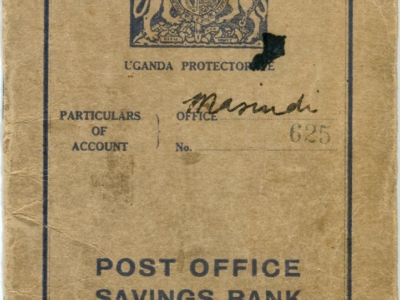 Książeczka oszczędnościowa Zbigniewa Ostrowskiego wydana w okresie pobytu w osiedlu dla uchodźców polskich w Masindi