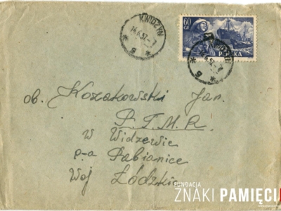      Korespondencja Daurii Lorenz do Jana Kozakowskiego, wysłana z zesłania w Kazachstanie do przyjaciela w Polsce - koperta