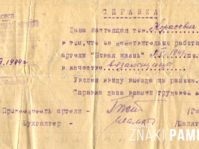 Zaświadczenie o wykonywaniu pracy przez Lidię Korasiewicz