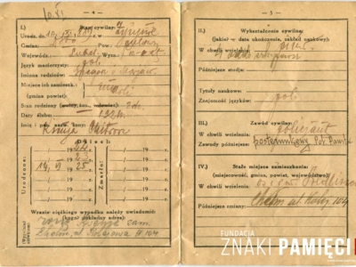 Książeczka wojskowa Andrzeja Wawera, funkcjonariusza Policji Państwowej, zamordowanego w ramach zbrodni katyńskiej     