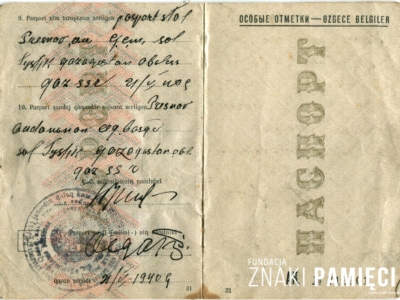 Sowiecki paszport Anny Sokołowskiej zesłanej w głąb ZSRS