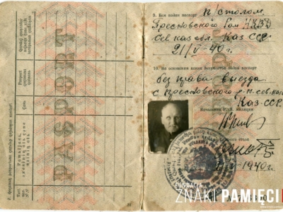 Sowiecki paszport polskiego zesłańca Karola Sokołowskiego