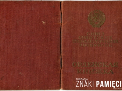 Książeczka nadania orderu ZSRS „Chwała matkom” dla Janiny Nowickiej, 1945 rok
