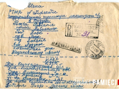      Korespondencja Daurii Lorenz do Jana Kozakowskiego, wysłana z zesłania w Kazachstanie do przyjaciela w Polsce - koperta