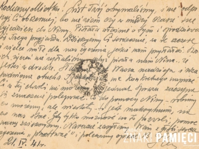 Kartka pocztowa do Mieczysława Popławskiego w nowosybirskim obwodzie, wysłana od rodziny także przebywającej w ZSRS