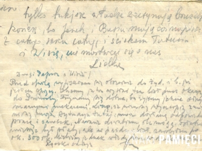      List Lidii Korasiewicz wysłany do rodziny z zesłania w głąb ZSRS