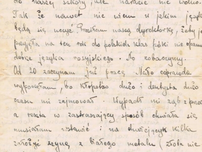  List do Janiny Popławskiej, przebywającej na zesłaniu na Syberii, wysłany przez Janinę Nizińską