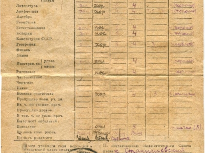      Świadectwo szkolne Zdzisława Staniszewskiego za ukończenie V klasy w Kazachstanie