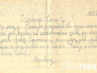      List Barbary Korasiewicz do cioci i dziadka Kazimierza Piątkiewicza, wysłany z zesłania w głąb ZSRS