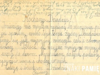 List Barbary Korasiewicz do cioci i dziadka Kazimierza Piątkiewicza, wysłany z zesłania w głąb ZSRS