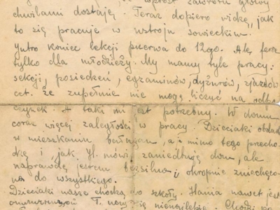      List do Janiny Popławskiej, przebywającej na zesłaniu na Syberii, wysłany przez Janinę Nizińską