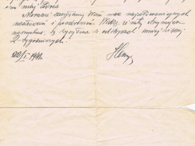 List do Janiny Popławskiej, przebywającej na zesłaniu na Syberii, wysłany przez Henryka Nizińskiego