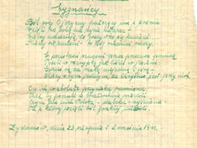 Wiesze księdza Hieronima Kwiatkowskiego z Żydaczowa zaprzyjaźnionego z deportowaną rodziną Korasiewiczów o losie polskich zesłańców w głąb ZSRS