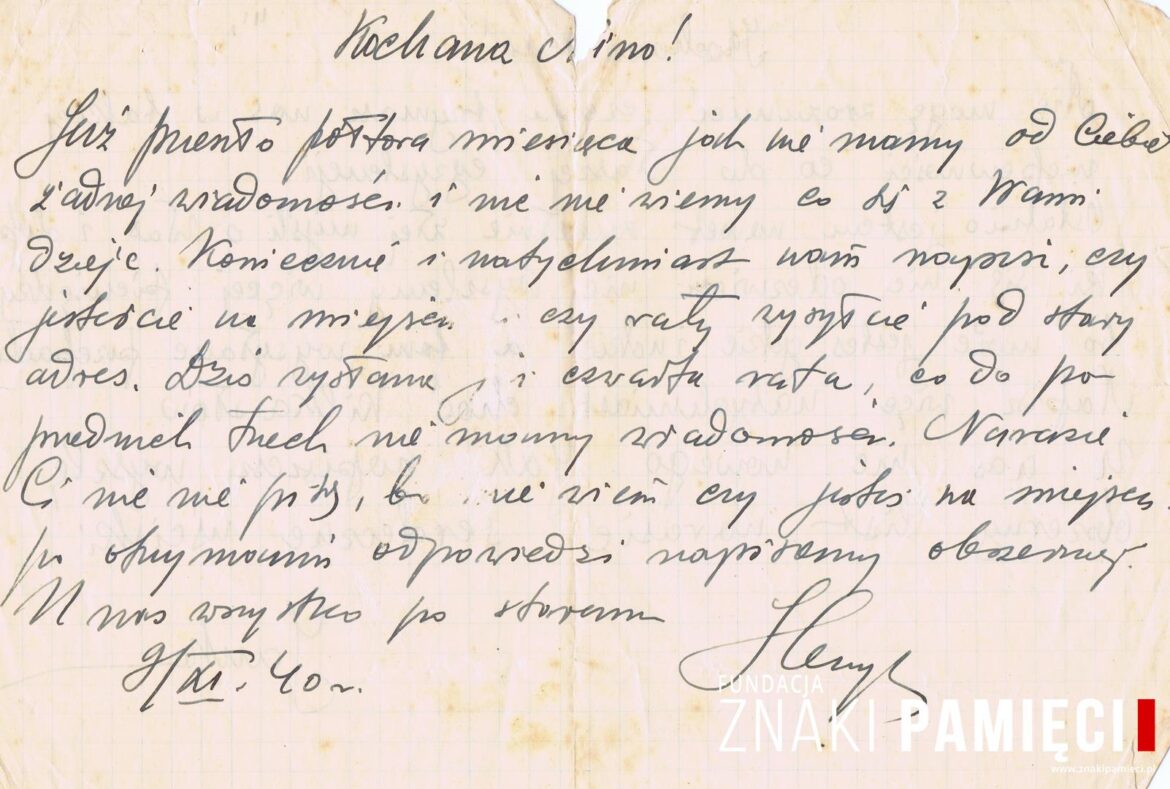 List do Janiny Popławskiej, przebywającej na zesłaniu na Syberii, wysłany przez Henryka Nizińskiego