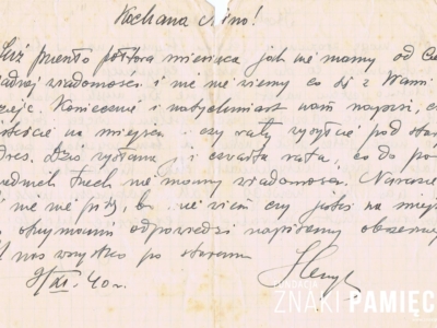 List do Janiny Popławskiej, przebywającej na zesłaniu na Syberii, wysłany przez Henryka Nizińskiego