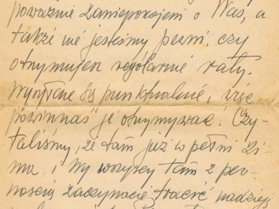 List do Janiny Popławskiej, przebywającej na zesłaniu na Syberii, wysłany przez Henryka Nizińskiego