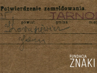 Potwierdzenie zameldowania Jana Korasiewicza w Tarnobrzegu – po repatriacji z ZSRS