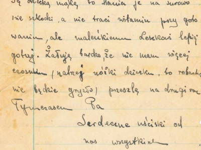      List do Janiny Popławskiej, przebywającej na zesłaniu na Syberii, wysłany przez Janinę Nizińską