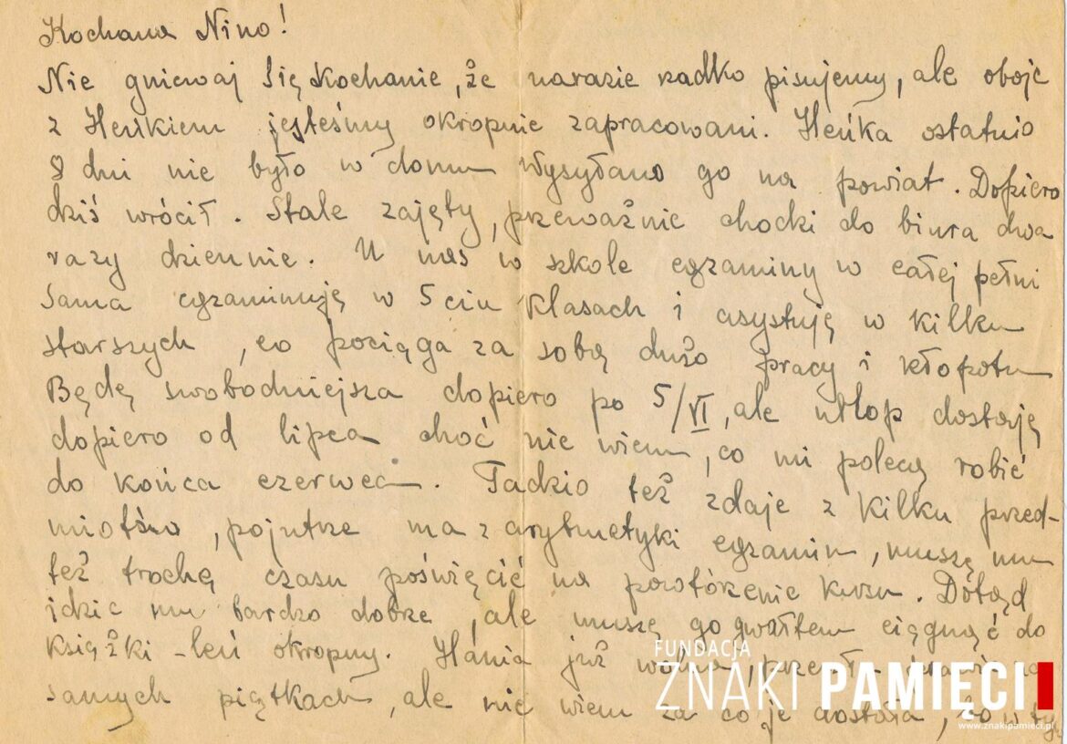List do Janiny Popławskiej, przebywającej na zesłaniu na Syberii, wysłany przez Janinę Nizińską