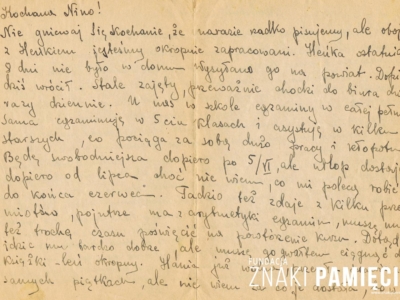 List do Janiny Popławskiej, przebywającej na zesłaniu na Syberii, wysłany przez Janinę Nizińską