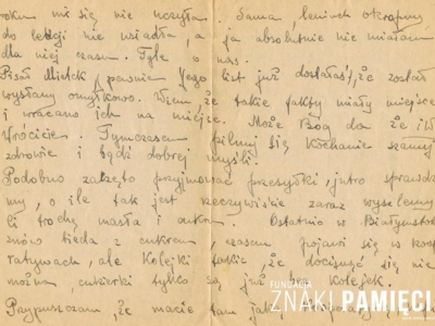 List do Janiny Popławskiej, przebywającej na zesłaniu na Syberii, wysłany przez Janinę Nizińską