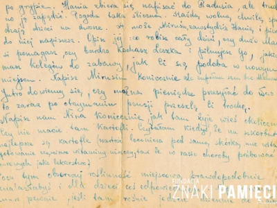List do Janiny Popławskiej, przebywającej na zesłaniu na Syberii, wysłany przez Janinę Nizińską