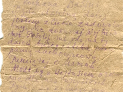 Gryps Jana Korasiewicza z więzienia w ZSRS do rodziny przebywającej na zesłaniu na Syberii