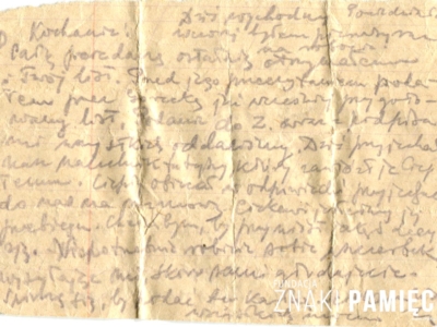 Gryps Jana Korasiewicza z więzienia w ZSRS do rodziny przebywającej na zesłaniu na Syberii