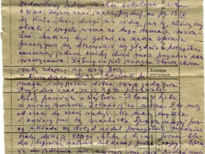 Gryps Jana Korasiewicza z więzienia w ZSRS do rodziny przebywającej na zesłaniu na Syberii