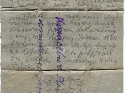 Gryps Jana Korasiewicza z więzienia w ZSRS do rodziny przebywającej na zesłaniu na Syberii