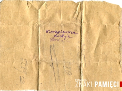 Gryps Jana Korasiewicza z więzienia w ZSRS do rodziny przebywającej na zesłaniu na Syberii