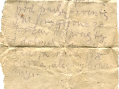 Gryps Jana Korasiewicza z więzienia w ZSRS do rodziny przebywającej na zesłaniu na Syberii