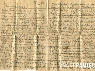 Gryps Jana Korasiewicza z więzienia w ZSRS do rodziny przebywającej na zesłaniu na Syberii