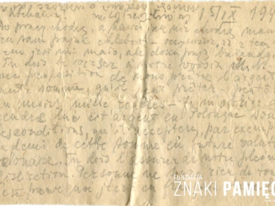 Gryps Jana Korasiewicza z więzienia w ZSRS do rodziny przebywającej na zesłaniu na Syberii