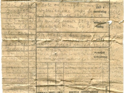 Gryps Jana Korasiewicza z więzienia w ZSRS do rodziny przebywającej na zesłaniu na Syberii