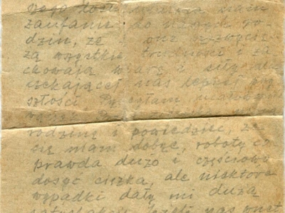 Gryps Jana Korasiewicza z więzienia w ZSRS do rodziny przebywającej na zesłaniu na Syberii